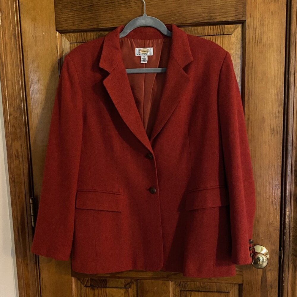 Talbots Petite Red Wool-Cashmere Blend Blazer - Size 16P